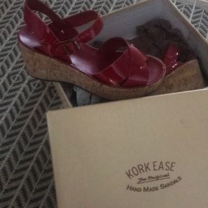 Kork Ease red patent leather sandals